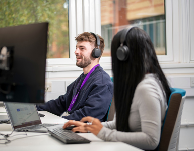 Contact centre team working together